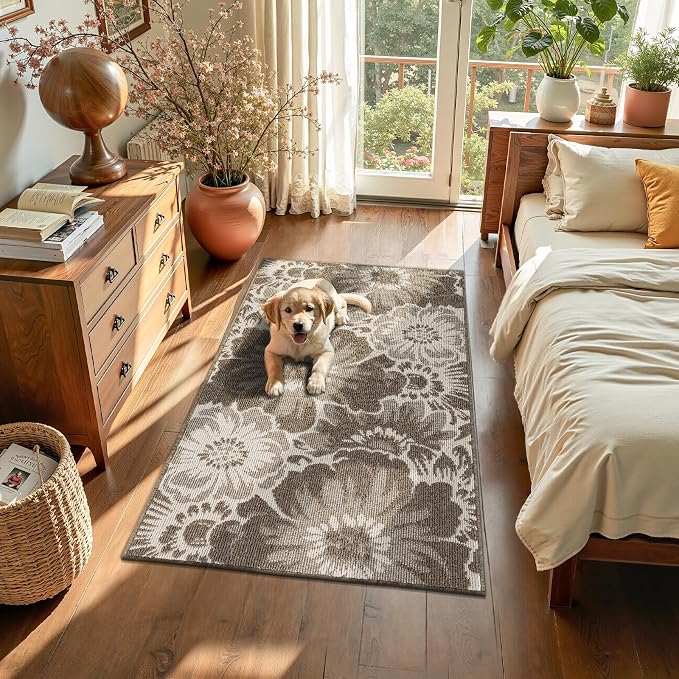 Findosom Washable Area Rug 3x5, Non Slip High-Low Textured Floral Rugs - Image 9