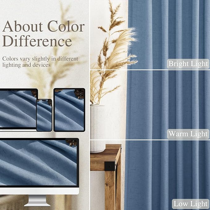 Stone Blue Linen Curtains 90 Inch Length - Image 5