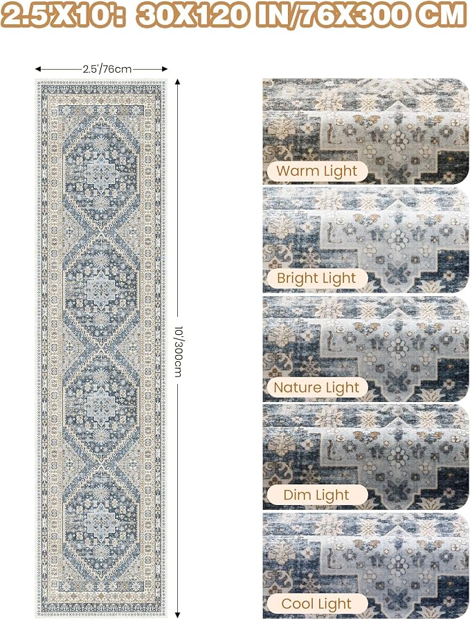 Kitchen Runner Rug Non Slip Washable Rugs 2.5x10, Carpet Runner - Image 2