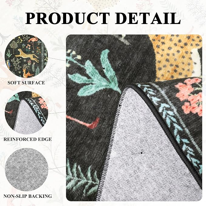 DUKINO 3x7 Hallway Runner Rug, Non Slip Animal Kitchen Runner Rug, Low Pile - Image 5