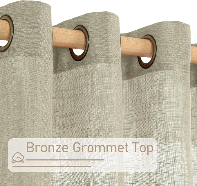 Semi Sheer Linen Curtains 72 Inches Long 2 Panels Set, Light Filtering Rustic - Image 4
