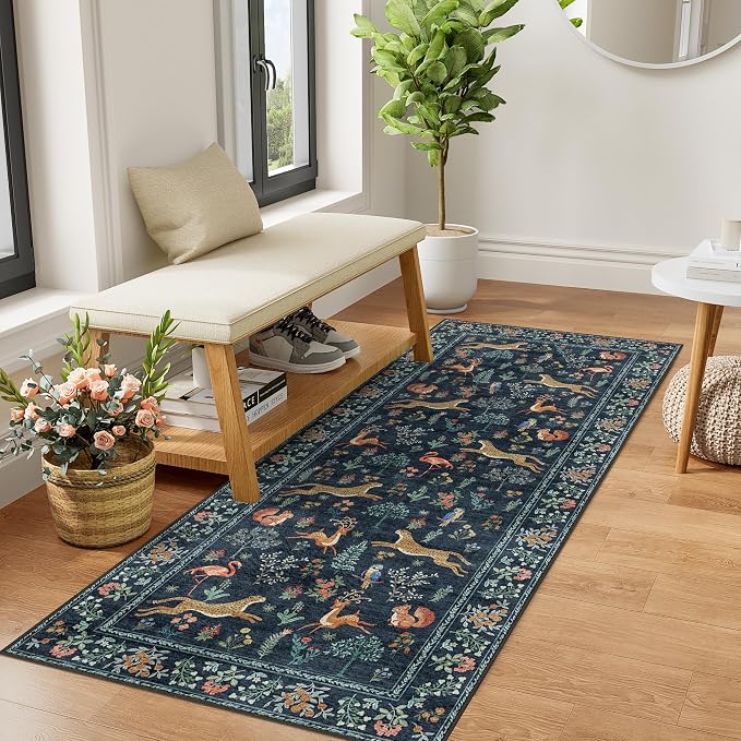 DUKINO 2x5 Rug for Hallway, Washable Animal Runner Rug Non Slip, Stain Resistant by DUKINO