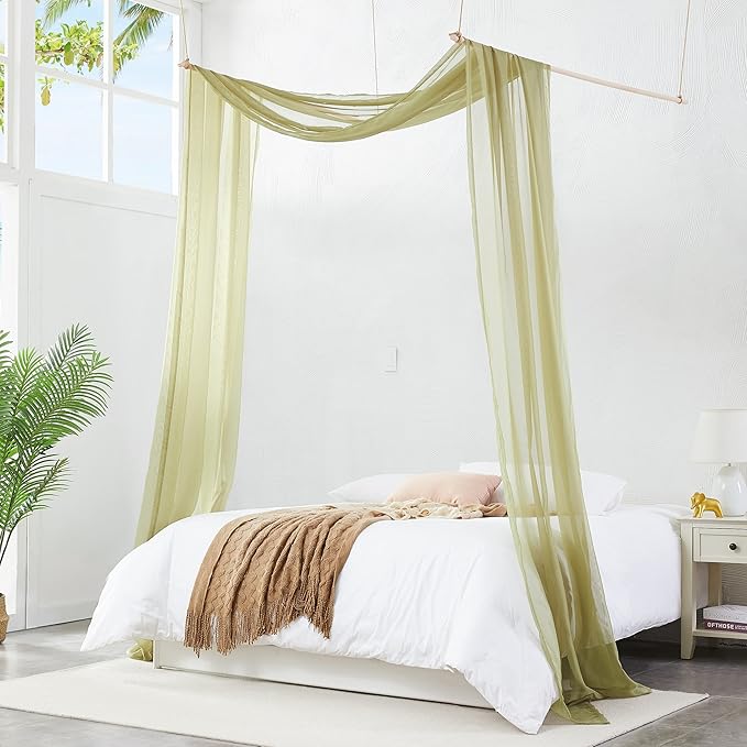 Warm Home Designs 24 Feet Long Sage Green Sheer Window Scarf. These XXL Length Valance Scarves 54 X 288 Inches in Size. Great as Bed Canopy or Wedding Arch Draping Fabric. AM Sage 288"