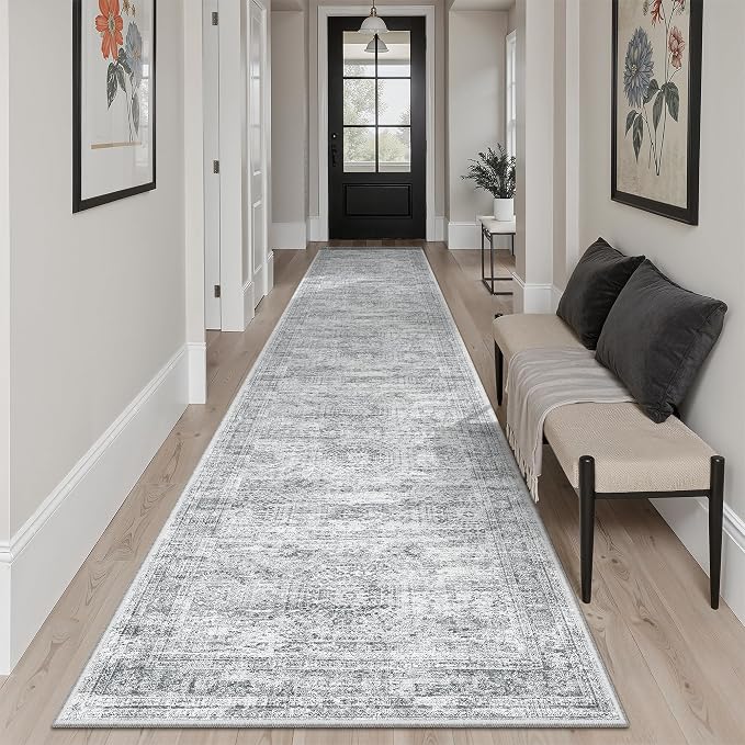 Soalmost Hallway Runner Rug 2'6" x 12' Washable Long Kitchen Rugs Grey | - Image 9