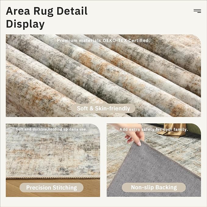 Soalmost Abstract Rug 5x7 Washable Area Rugs - Image 6