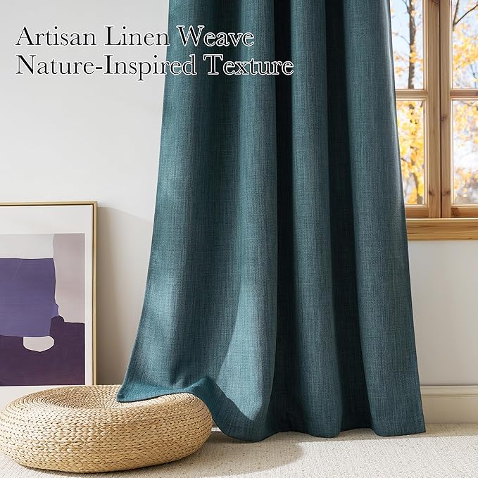 NICETOWN Greyish Blue Room Darkening Rod Pocket Curtains 63 inch Length - Image 3