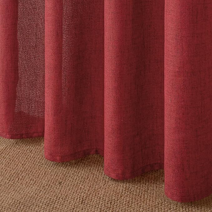 YoungsTex Burgundy Red Linen Curtains 72 Inch Length - Image 7