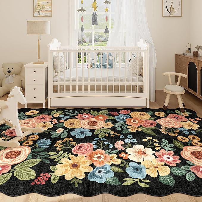 DUKINO 5x8 Washable Area Rug, Soft Floral Living Room Rug Non Slip, Non - Image 3