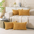 Set of 4 Mustard Yellow Decorative Throw Pillow Covers 12x20 Inch Corduroy by Cozoomy