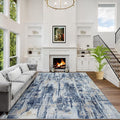 5x7 Area Rugs for Living Room: Washable Abstract Blue Gold Badroom Carpet | by GENTDRIZZ