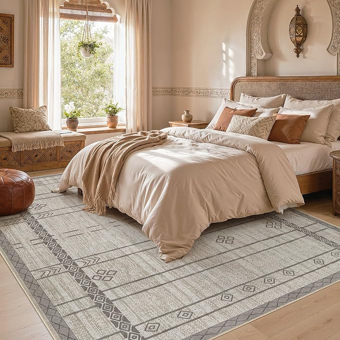 cotiled 6x9 Area Rugs for Living Room: Boho Washable Rug for Dining Room | - Image 6