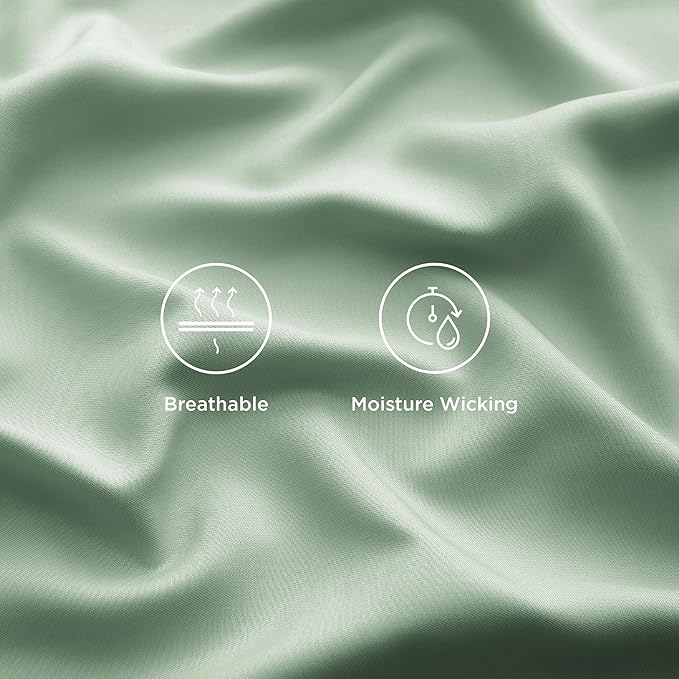 Bedsure Full Size Bed Sheets, Cooling Sheets, Rayon Derived from Bamboo, Breathable & Soft, Deep Pocket Up to 16 Inches, Hotel Luxury Silky Bedding for Hot Sleepers, Sage Green