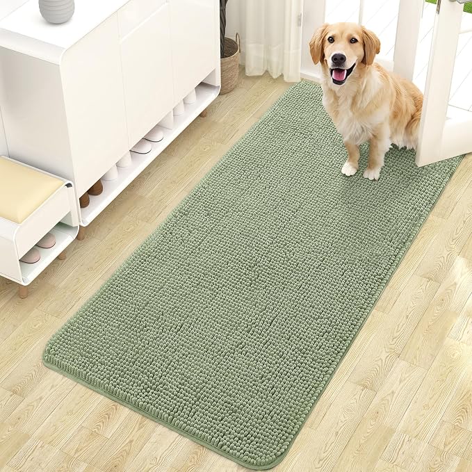 OLANLY Dog Door Mat for Muddy Paws 47x24, Super Absorbent Chenille Mud Mat | by OLANLY