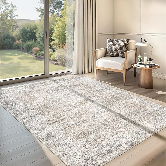 3x5 Rug for Entryway, Washable Area Rug, Taupe | Small Rug for Kitchen - Image 3