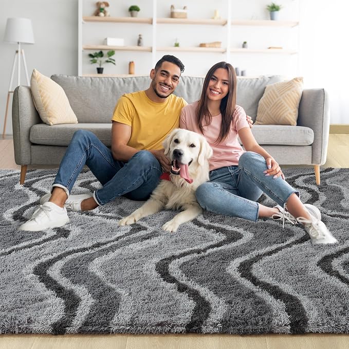 4x6 Grey Fluffy Soft Area Rug Non-Slip - Image 2