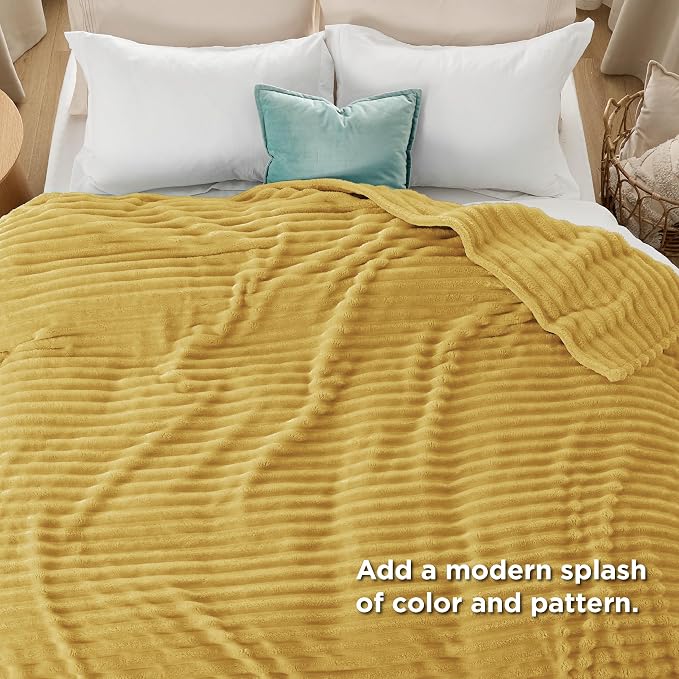 Bedsure Soft Cal Size Blanket for Bed Yellow 102"x96" | Birthday Gifts for - Image 6
