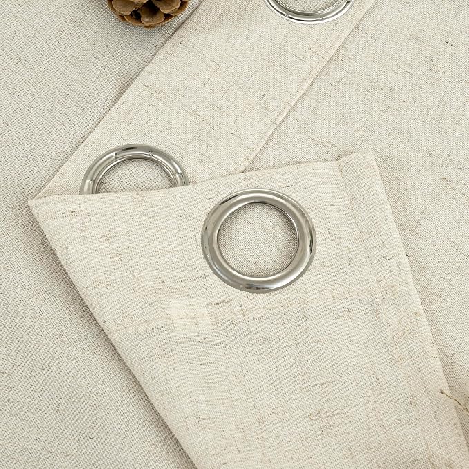 YoungsTex Beige Linen Kitchen Window Curtains, Short Light Filtering Drapes - Image 9