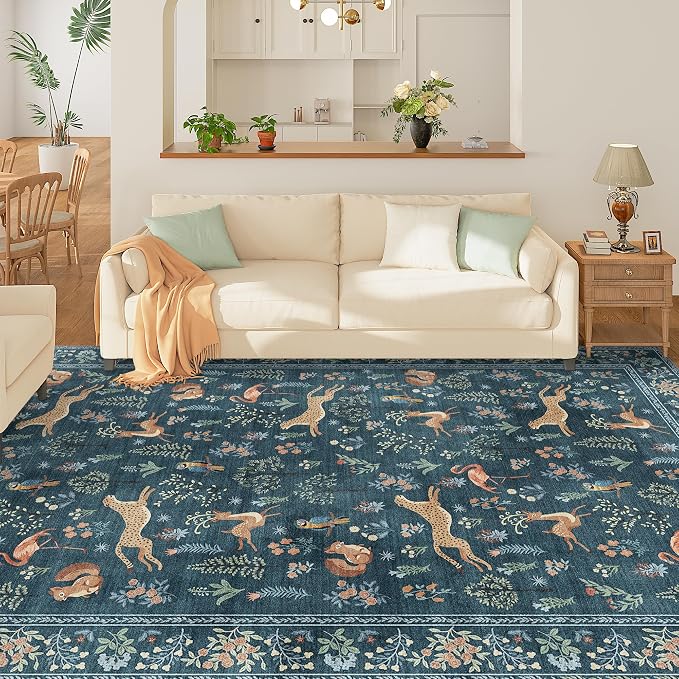 DUKINO 8x10 Area Rugs, Washable Soft Animal Bedroom Rug Non Slip, Low Pile - Image 4