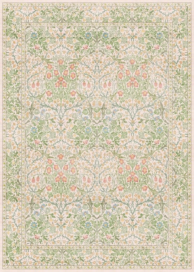 Beige Green Bedroom Rug 5x7 Area Rug - Image 3
