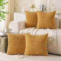 Set of 4 Mustard Yellow Decorative Throw Pillow Covers 18x18 Inch Corduroy by Cozoomy