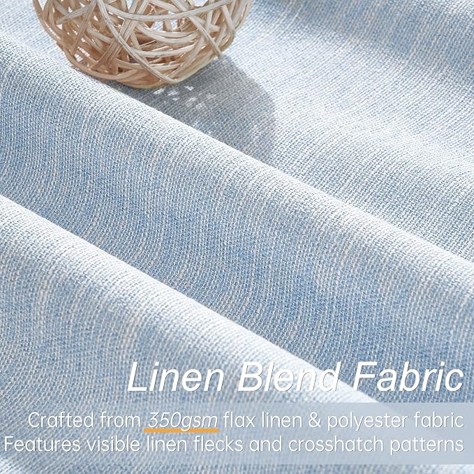Topfinel Light Blue Linen Blackout Curtains 90 Inches Long - Image 2
