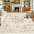 Area Rugs 9x12 Living Room: Bedroom Washable Carpet Beige/Ivory | Vintage Boho by Luxturiy