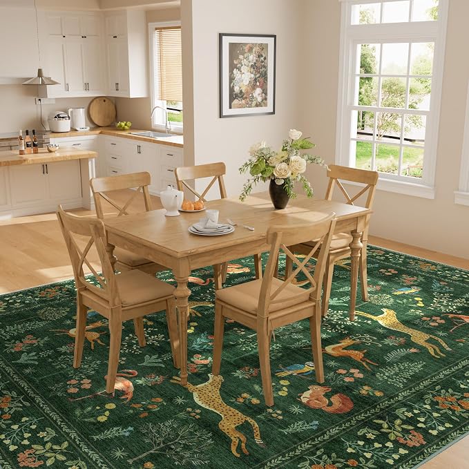 DUKINO 6x9 Area Rug, Washable Animal Living Room Rug Non Slip, Low Pile - Image 6