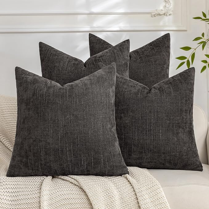 Set of 4 Soft Textured Decorative Throw Pillow Covers 22x22 Inch Cozy Farmhouse by Cozoomy