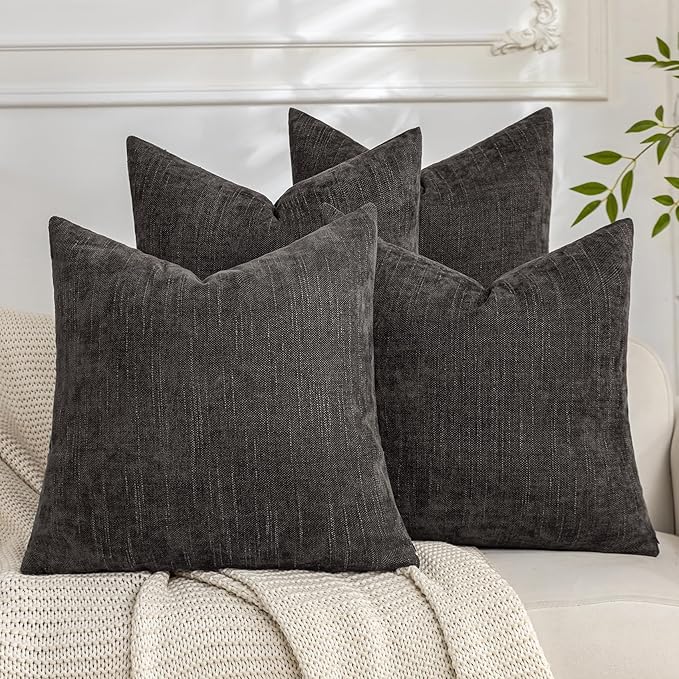 Set of 4 Soft Textured Decorative Throw Pillow Covers 24x24 Inch Cozy Farmhouse by Cozoomy