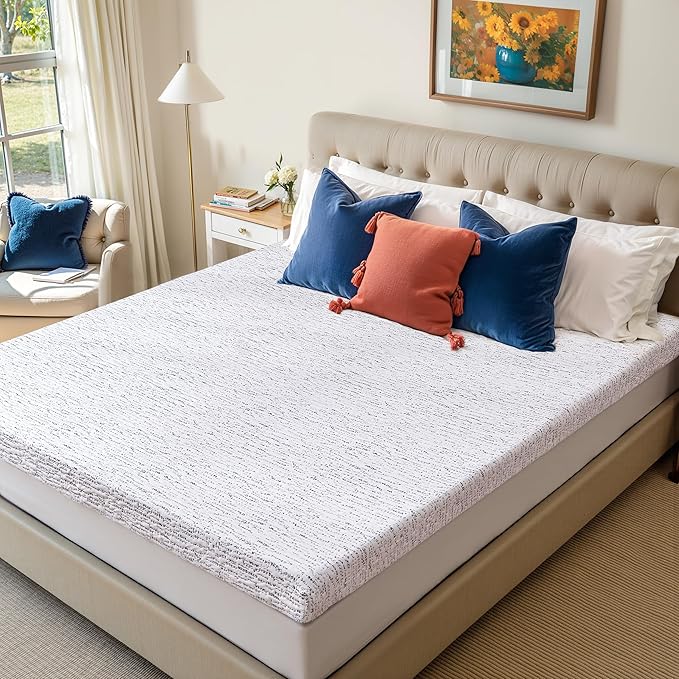 Subrtex Memory Foam Mattress Topper Twin, 4 Inch Mattress Topper for Pressure Relieving, Breathable Single Bed Topper Mattress Pads with Removable Washable Cover