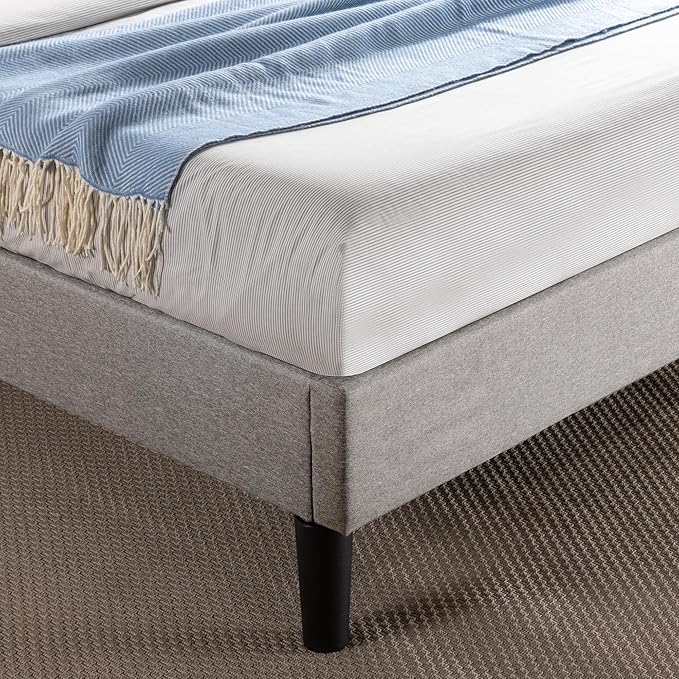Zinus Kellen Upholstered Scalloped Platform Bed Frame, Mattress Foundation, Wood Slat Support, No Box Spring Needed, Eco Friendly WonderBox (TM), Easy Assembly, Dark Grey, King