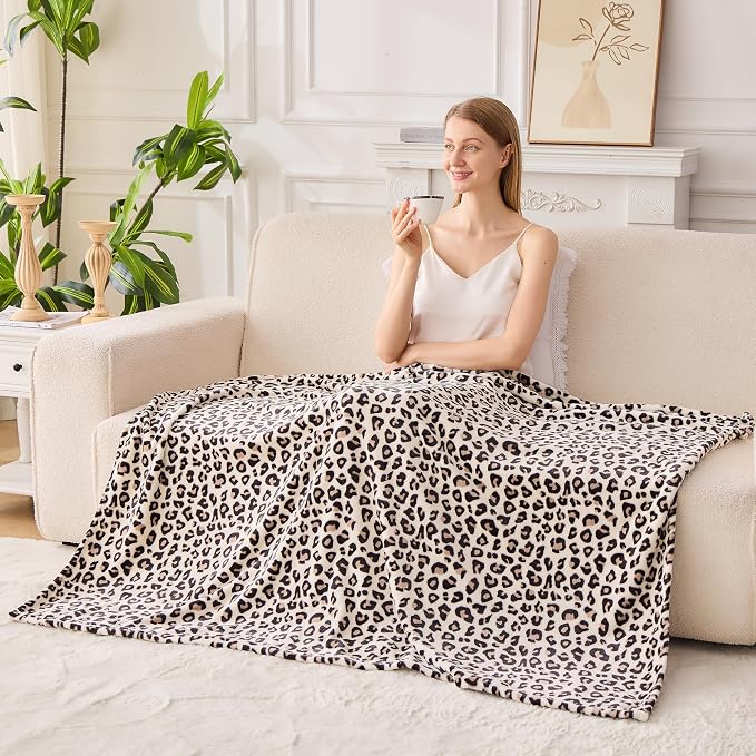 Edenleaf Leopard Print Blanket Fleece Throw - Image 2