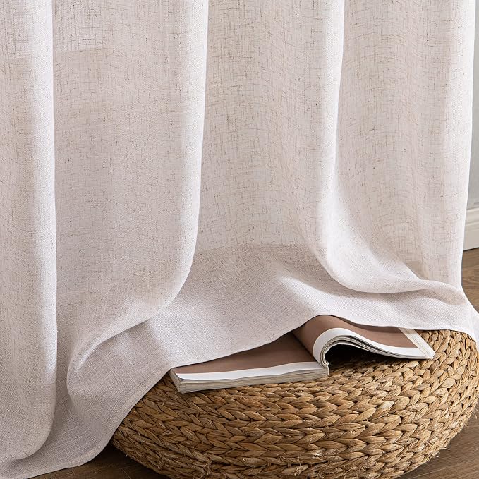 MIULEE Natural White Linen Curtains 37x90 Inch Length - Image 7