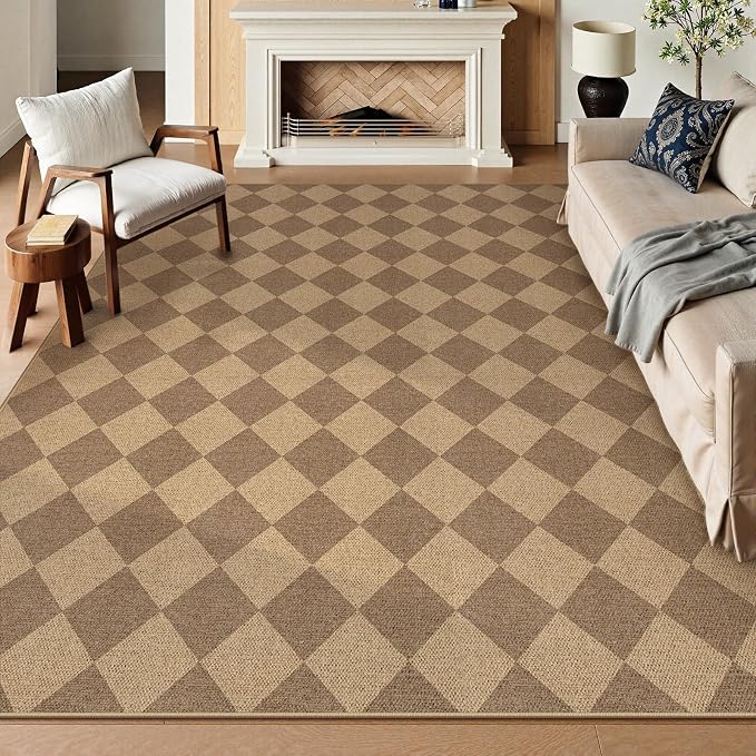 Lahome Checkered Easy Jute Dining Room Rug, 9x12 Outdoor Area Rugs Washable | - Image 3