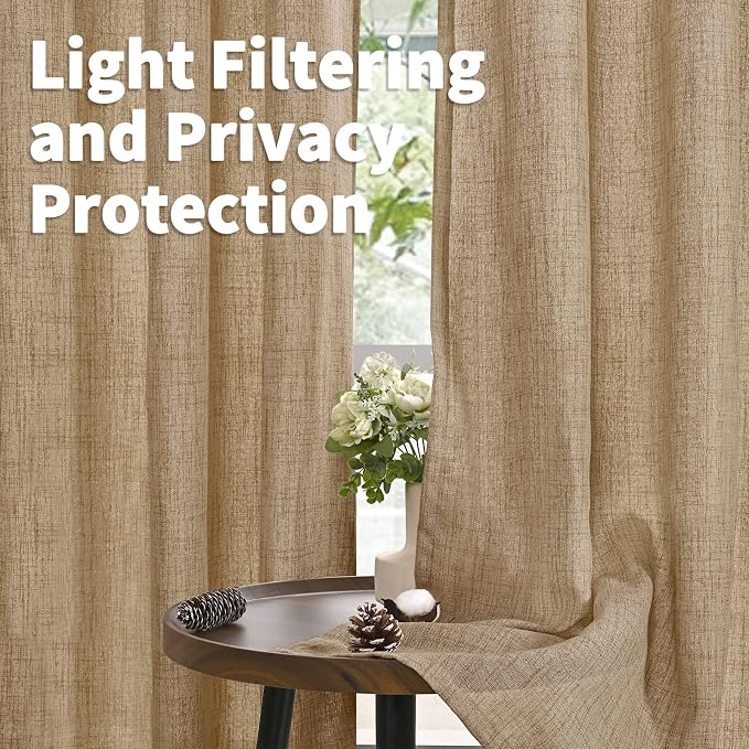 YoungsTex Burlap Linen Curtains 72 Inch Length - Image 3