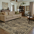 8x10 Brown Retro Floral Washable Area Rug by HUGEAR