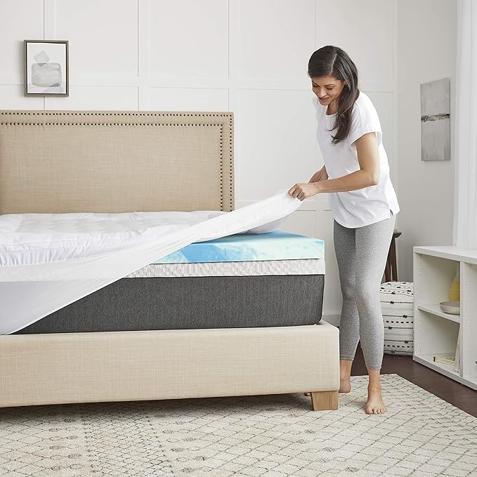 4" SealyChill™ Gel + Comfort Memory Foam Mattress Topper with Pillowtop Washable Allergen Resistant Cover, California King, White