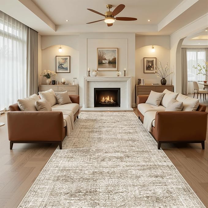 Soalmost Washable 4x10 Hallway Runner Rug Non-Slip Kitchen Entry Rugs Brown | - Image 3