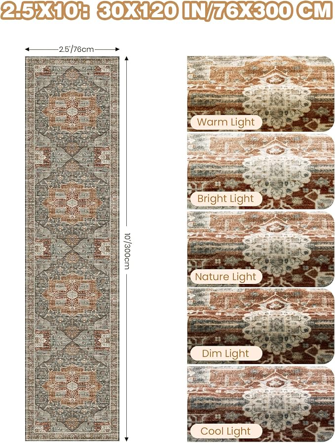 Kitchen Runner Rug Non Slip Washable Rugs 2.5x10, Carpet Runner - Image 2