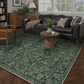 5x7 Dark Green Vintage Floral Washable Area Rug by HUGEAR