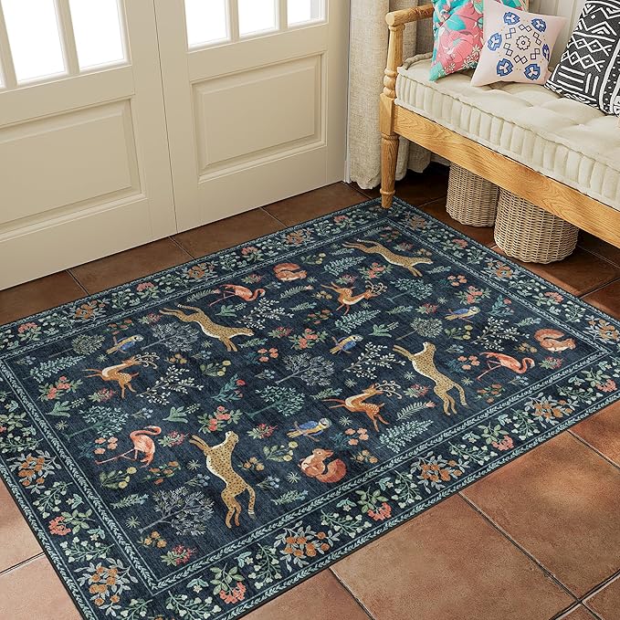 DUKINO 2x3 Entryway Rug, Washable Door Mat Animal Kitchen Rug, Low Pile - Image 4