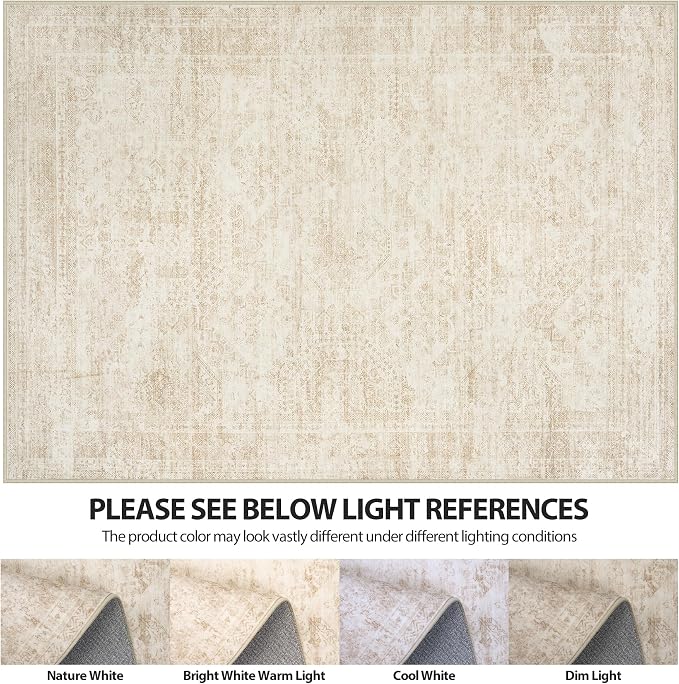 Aelenmu 5x7 Area Rugs for Living Room Washable Bedroom Dining Room Beige | - Image 7