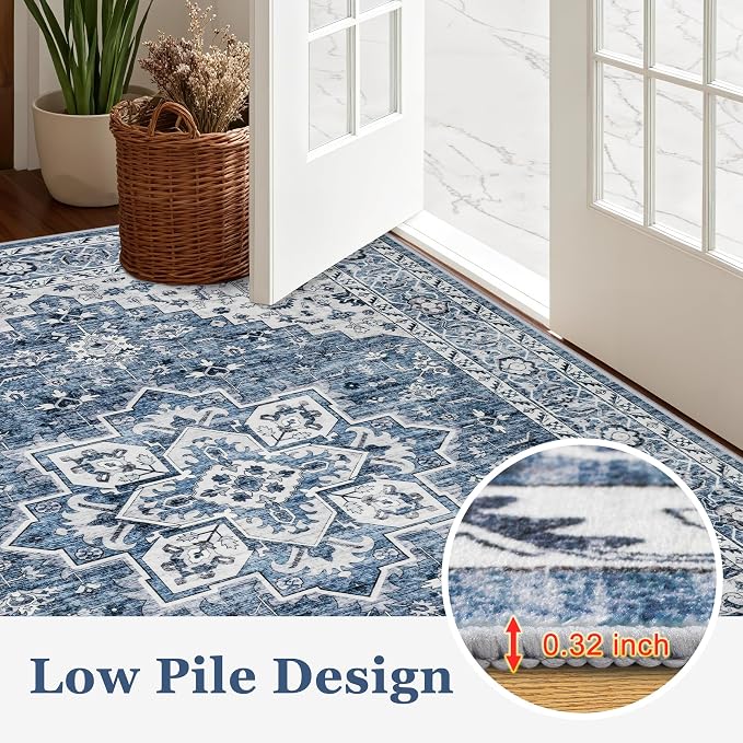 2x3 Area Rugs Living Room: Washable Vintage Rug - Image 9