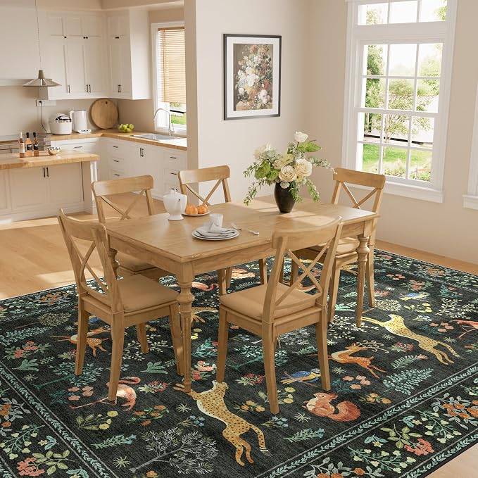 DUKINO 8x10 Area Rugs, Washable Soft Animal Bedroom Rug Non Slip, Low Pile - Image 4