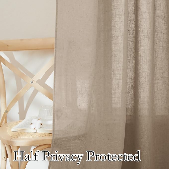 RYB HOME Linen Semi Sheer Curtains - Image 5