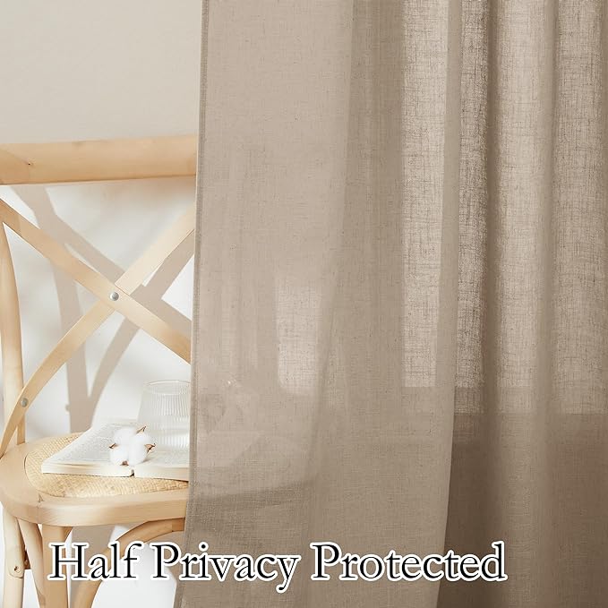 RYB HOME Linen Semi Sheer Curtains - Image 3
