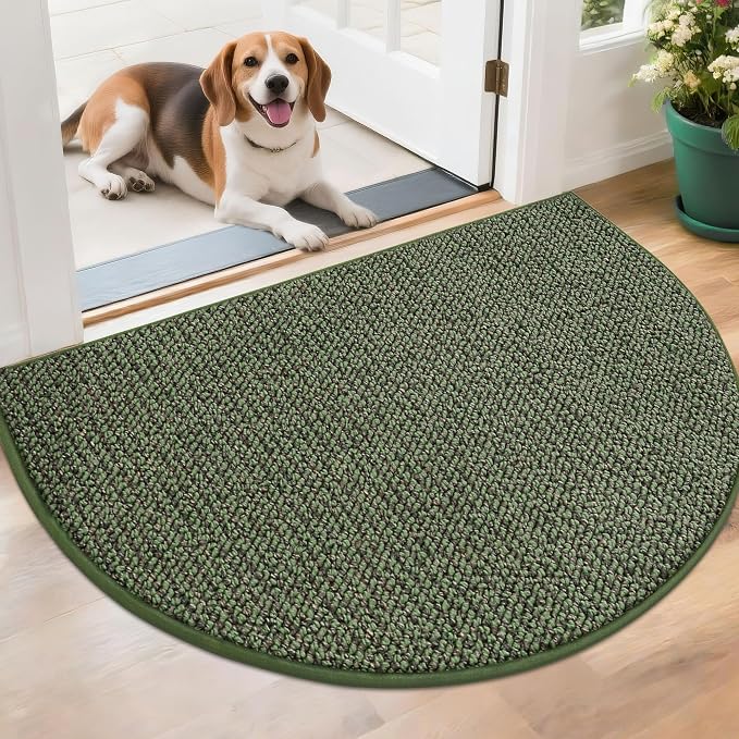 BEQHAUSE Dirt Trapper Door Mat 26" x 40" Half Circle Non Slip Rugs, Absorbent by BEQHAUSE