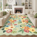 DUKINO 5x7 Area Rugs for Bedroom, Floral Washable Rug Non Slip, Stain Resistant by DUKINO