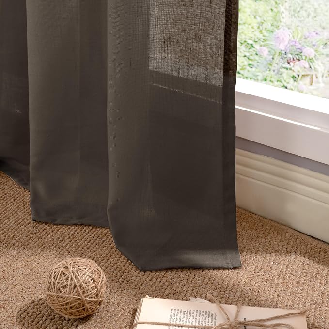 YoungsTex Chocolate Brown Linen Curtains - Image 7