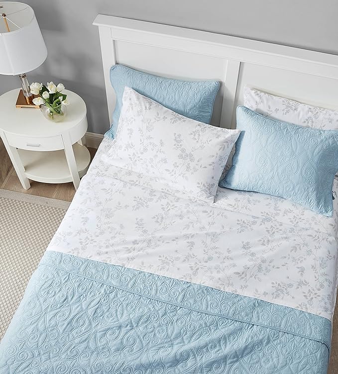 Laura Ashley - Flannel Sheets Twin Size, Anti-Pilling & Wrinkle Resistant Cotton, Touchably Soft for All-Season Comfort - Bed Sheets with Matching Pillowcase & Fitted Sheet (Fawna Grey)